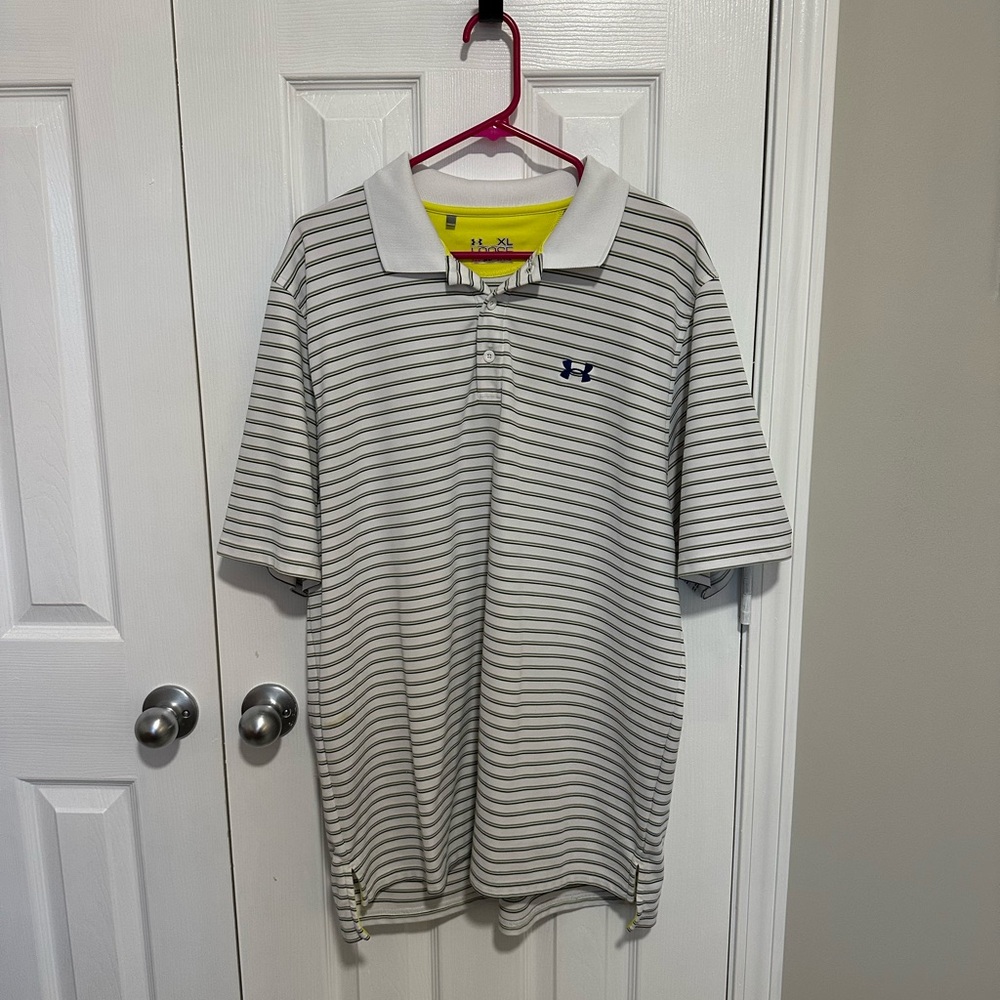 Under Armour Men's Polo Shirt - Gray Stripes